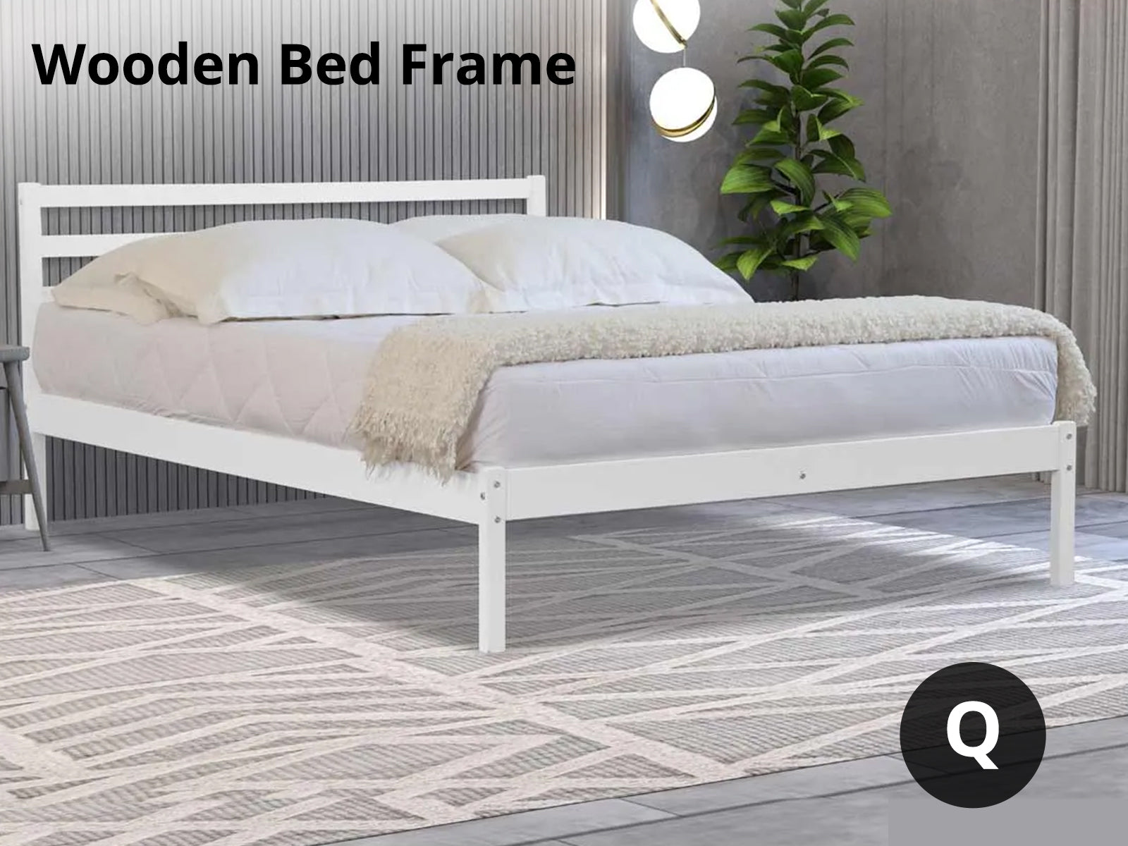 Atlas Bed Frame White - Queen